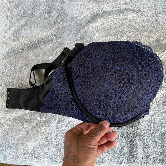 VICTORIA'S SECRET VERY SEXY PUSH UP BRA 34DDD Black Blue Overlay - Picture 3 of 5